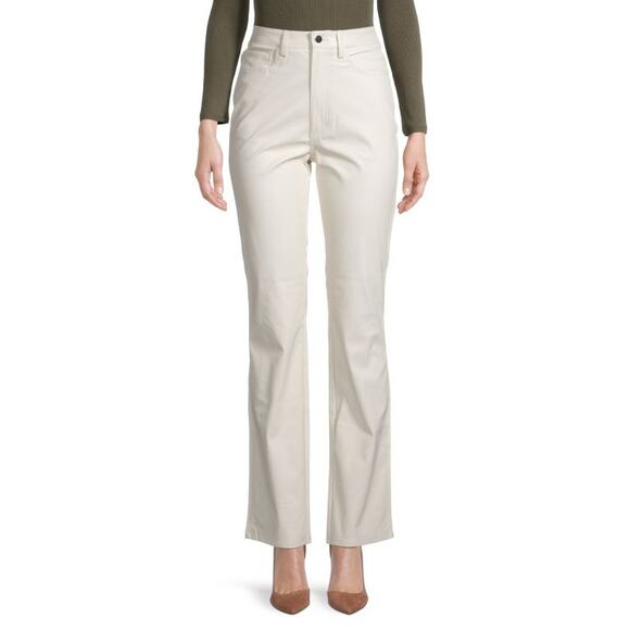 WeWoreWhat Ivory Casual Basic High Waist Croc Ankle Flare Pants Size 28 - Picture 1 of 16